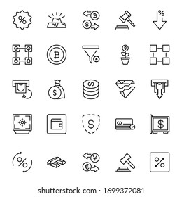 Finance design icons set. Thin line vector icons for mobile concepts and web apps. Premium quality icons in trendy flat style. Collection of high-quality black outline logo