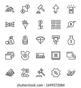 Finance design icons set. Thin line vector icons for mobile concepts and web apps. Premium quality icons in trendy flat style. Collection of high-quality black outline logo