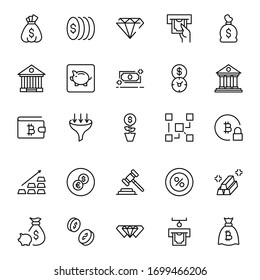 Finance design icons set. Thin line vector icons for mobile concepts and web apps. Premium quality icons in trendy flat style. Collection of high-quality black outline logo
