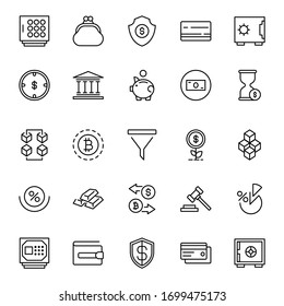 Finance design icons set. Thin line vector icons for mobile concepts and web apps. Premium quality icons in trendy flat style. Collection of high-quality black outline logo