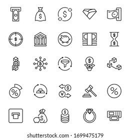 Finance design icons set. Thin line vector icons for mobile concepts and web apps. Premium quality icons in trendy flat style. Collection of high-quality black outline logo