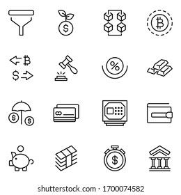 Finance design icons set. Thin line vector icons for mobile concepts and web apps. Premium quality icons in trendy flat style. Collection of high-quality black outline logo