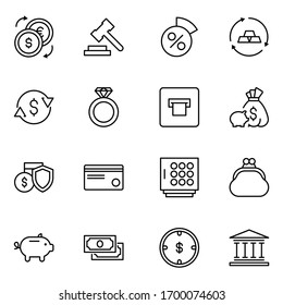 Finance design icons set. Thin line vector icons for mobile concepts and web apps. Premium quality icons in trendy flat style. Collection of high-quality black outline logo