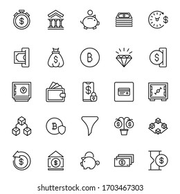 Finance design icons set. Thin line vector icons for mobile concepts and web apps. Premium quality icons in trendy flat style. Collection of high-quality black outline logo