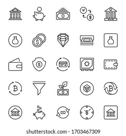 Finance design icons set. Thin line vector icons for mobile concepts and web apps. Premium quality icons in trendy flat style. Collection of high-quality black outline logo