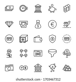 Finance design icons set. Thin line vector icons for mobile concepts and web apps. Premium quality icons in trendy flat style. Collection of high-quality black outline logo