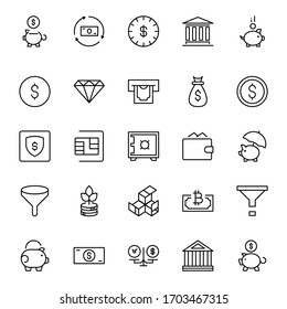 Finance design icons set. Thin line vector icons for mobile concepts and web apps. Premium quality icons in trendy flat style. Collection of high-quality black outline logo