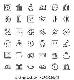 Finance design icons set. Thin line vector icons for mobile concepts and web apps. Premium quality icons in trendy flat style. Collection of high-quality black outline logo