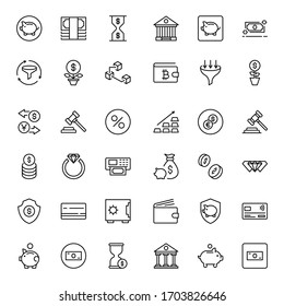 Finance design icons set. Thin line vector icons for mobile concepts and web apps. Premium quality icons in trendy flat style. Collection of high-quality black outline logo