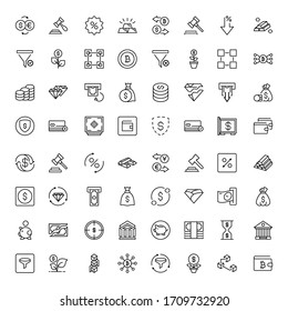 Finanz-Design-Symbole gesetzt. Dünne Vektorsymbole für mobile Konzepte und Web-Apps. Qualitativ hochwertige Symbole im trendigen, flachen Stil. Kollektion des hochwertigen schwarzen Rahmenlogos
