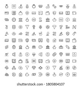 Finance design icons set. Thin line vector icons for mobile concepts and web apps. Premium quality icons in trendy flat style. Collection of high-quality black outline logo