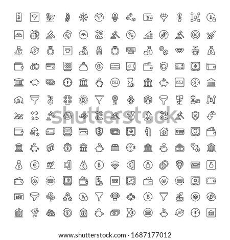 Finance design icons set. Thin line vector icons for mobile concepts and web apps. Premium quality icons in trendy flat style. Collection of high-quality black outline logo