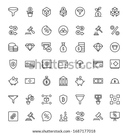 Finance design icons set. Thin line vector icons for mobile concepts and web apps. Premium quality icons in trendy flat style. Collection of high-quality black outline logo