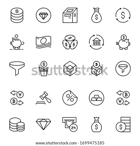 Finance design icons set. Thin line vector icons for mobile concepts and web apps. Premium quality icons in trendy flat style. Collection of high-quality black outline logo
