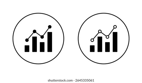 Finance diagram chart icon. Business line graph symbol on circle outline