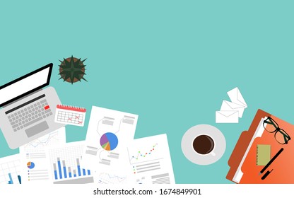 Finance Diagram Documents on Desk Analysis with copy space. Business or Account concept.