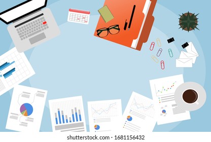 Finance Diagram Documents on Desk Analysis with copy space. Business or Account concept.