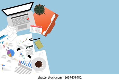 Finance Diagram Documents on Desk Analysis with copy space. Business or Account concept.