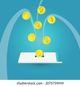 Finanzen und digitale Münzen über mobile App Modernes Finanz- und Technologienetzwerk Internet Marketing Moderne Finanzen