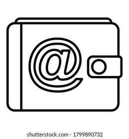 Icono de la cartera digital de financiación. Icono de vector de cartera digital de financiación de esquema para diseño web aislado en fondo blanco