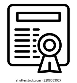 Vector de contorno de icono del diploma de finanzas. Idea de inicio. Progreso de la gente