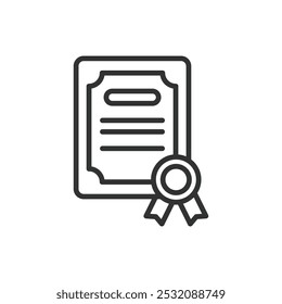 Finance diploma, in line design. Finance diploma, certification, degree, education, finance course, achievement on white background vector. Finance diploma, in line design, editable stroke icon