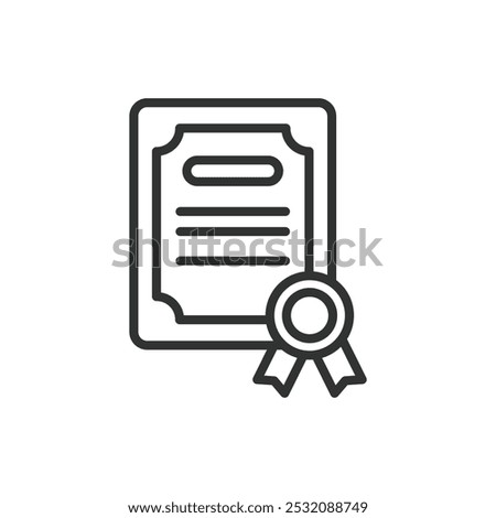Finance diploma, in line design. Finance diploma, certification, degree, education, finance course, achievement on white background vector. Finance diploma, in line design, editable stroke icon