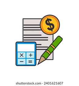 Finance, document, calculator, pen, dollar, coin, money Icons
