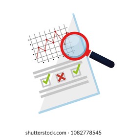 finance document paper with magnifying glass