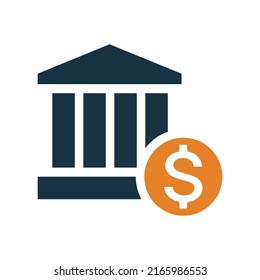 Finanzas, icono del banco del dólar. Ilustración vectorial simple aislada en un fondo blanco.