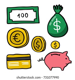 finance doodle icons