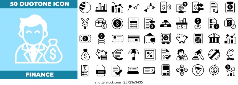 Finance Duotone Editable Icons set. Vector illustration in modern thin duotone style of finance icons: finance, business, money, et