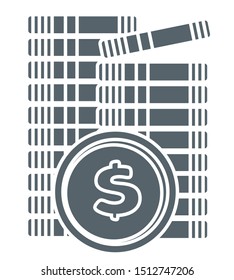 Finance and economy, pile of US dollars coin vector. Isolated icon with cash of american currency. Banking or investment flat style money. Close up of financial assets colorless round object