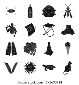 finance, education, medicine and other web icon in black style.sport, fishing, travel icons in set collection.