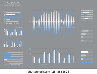 Gráficos de elementos financeiros em cores. Ilustração vetorial.
