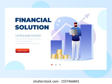 Finance and engineering. Statistic and sales manager for financial management concept. Economic banner. Flat isometric concept with characters vector illustration.