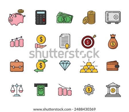 Finance Filled Line Icon Set