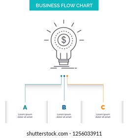Finance, financial, idea, money, startup Business Flow Chart Design with 3 Steps. Line Icon For Presentation Background Template Place for text