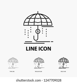 Finance, financial, insurance, money, protection Icon in Thin, Regular and Bold Line Style. Vector illustration