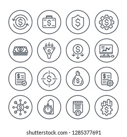 finance, financial and money management, costs optimization line icons set