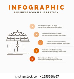 Finance, financial, money, protection Infographics Template for Website and Presentation. Line Gray icon with Orange infographic style vector illustration