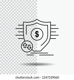 Finance, financial, money, secure, security Line Icon on Transparent Background. Black Icon Vector Illustration