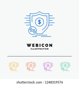 Finance, financial, money, secure, security 5 Color Line Web Icon Template isolated on white. Vector illustration