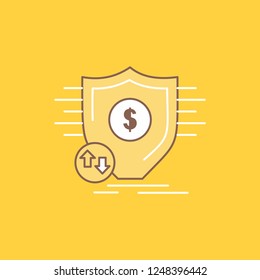 Finance, financial, money, secure, security Flat Line Filled Icon. Beautiful Logo button over yellow background for UI and UX, website or mobile application