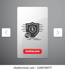 Finance, financial, money, secure, security Glyph Icon in Carousal Pagination Slider Design and Red Download Button