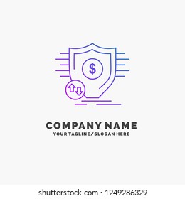 Finance, financial, money, secure, security Purple Business Logo Template. Place for Tagline