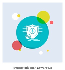 Finance, financial, money, secure, security White Glyph Icon colorful Circle Background