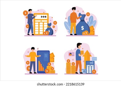 Finance Flat Bundle Design Illustration