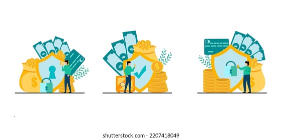 Financiar un paquete plano con la ilustración de personas