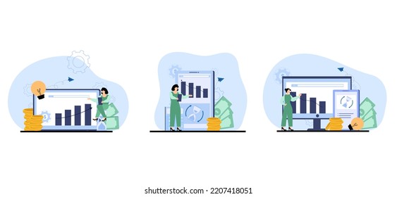 Finance Flat Bundle with People Illustration